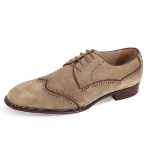 Camel Men's Wingtip Lace-Up Shoes Suede Leather