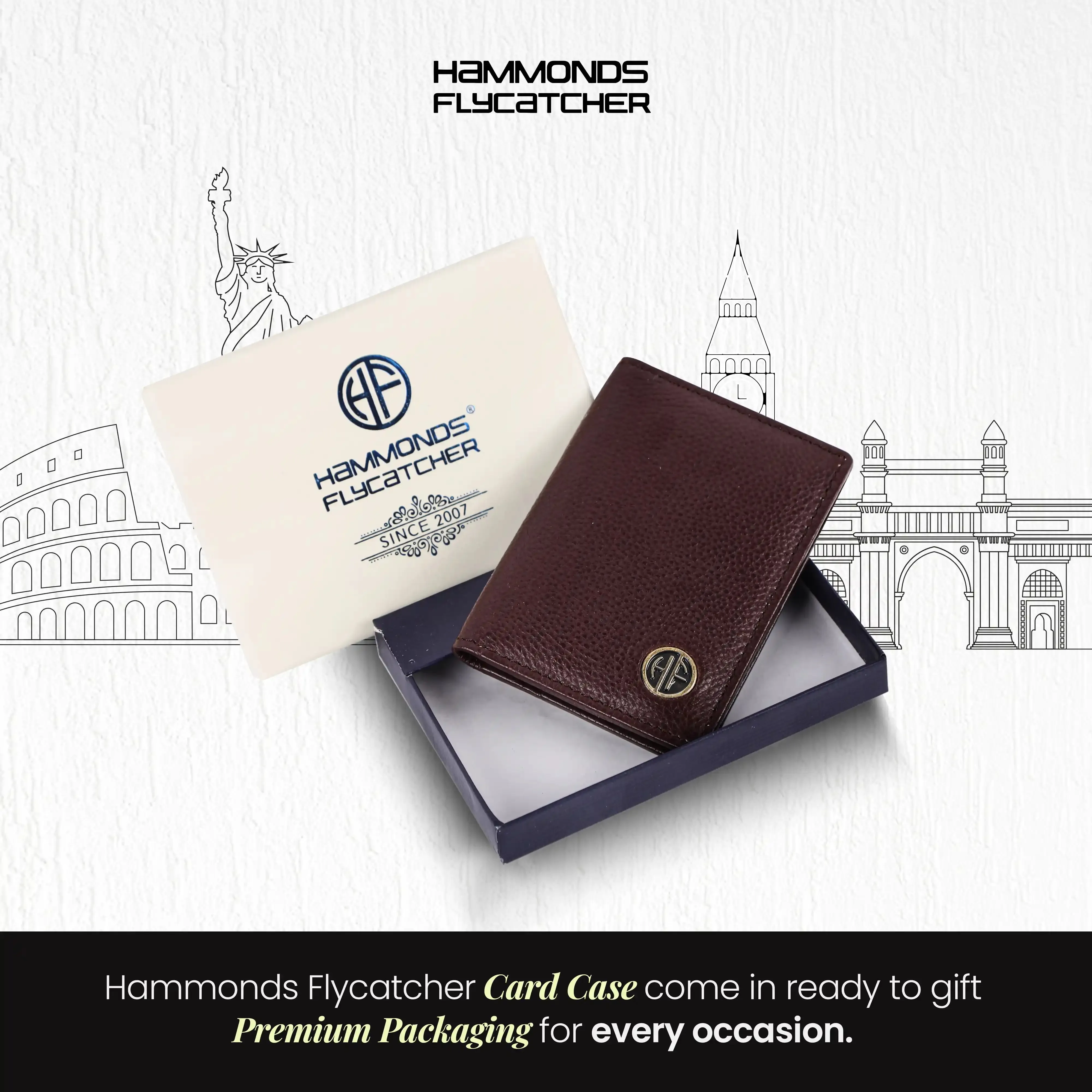 Card Holder Wallet for Men and Women - Genuine Leather - RFID Protected - 6 Slots for ATM Credit/Debit Card