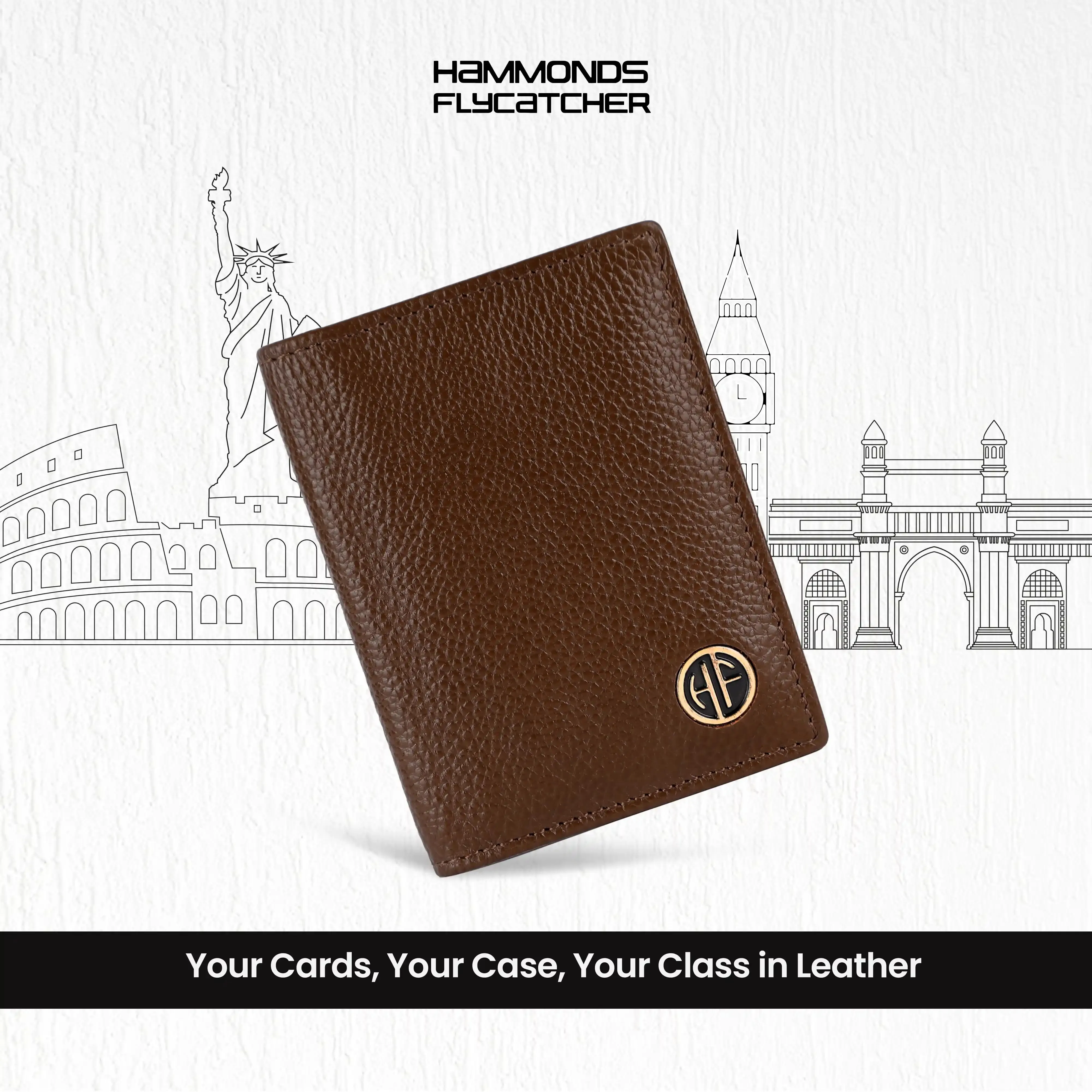 Card Holder Wallet for Men and Women - Genuine Leather - RFID Protected - 6 Slots for ATM Credit/Debit Card