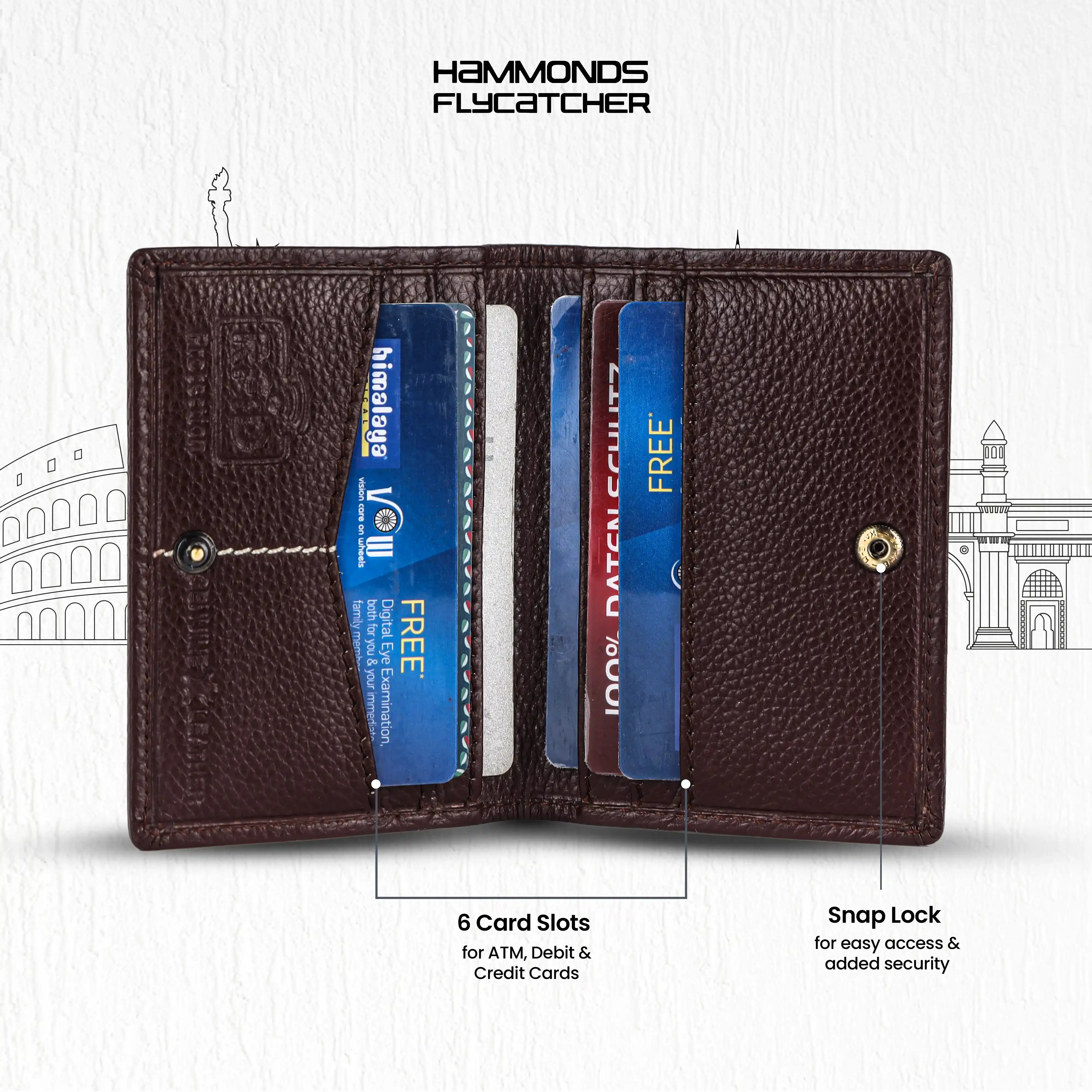 Card Holder Wallet for Men and Women - Genuine Leather - RFID Protected - 6 Slots for ATM Credit/Debit Card