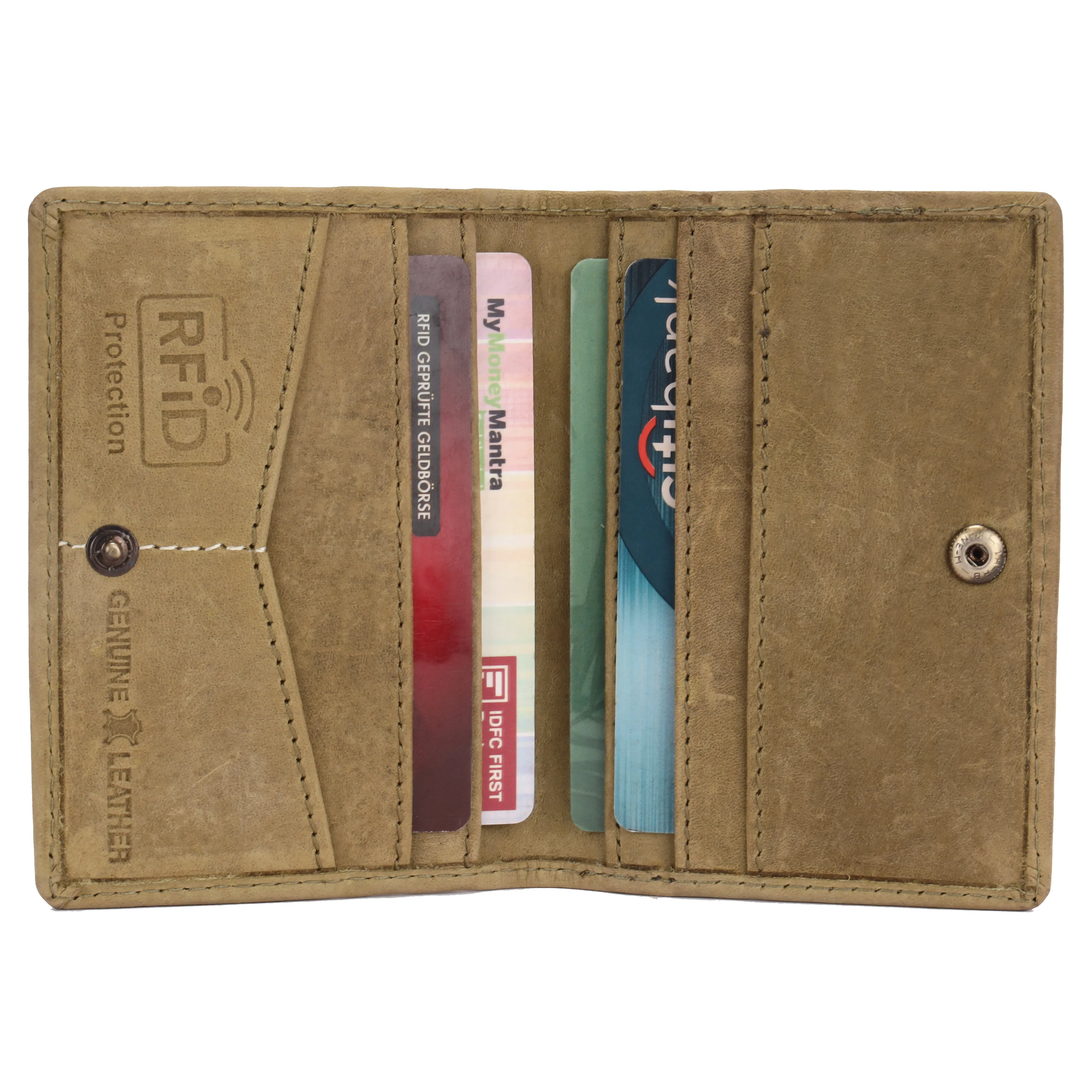 Card Holder Wallet for Men and Women - Genuine Leather - RFID Protected - 6 Slots for ATM Credit/Debit Card