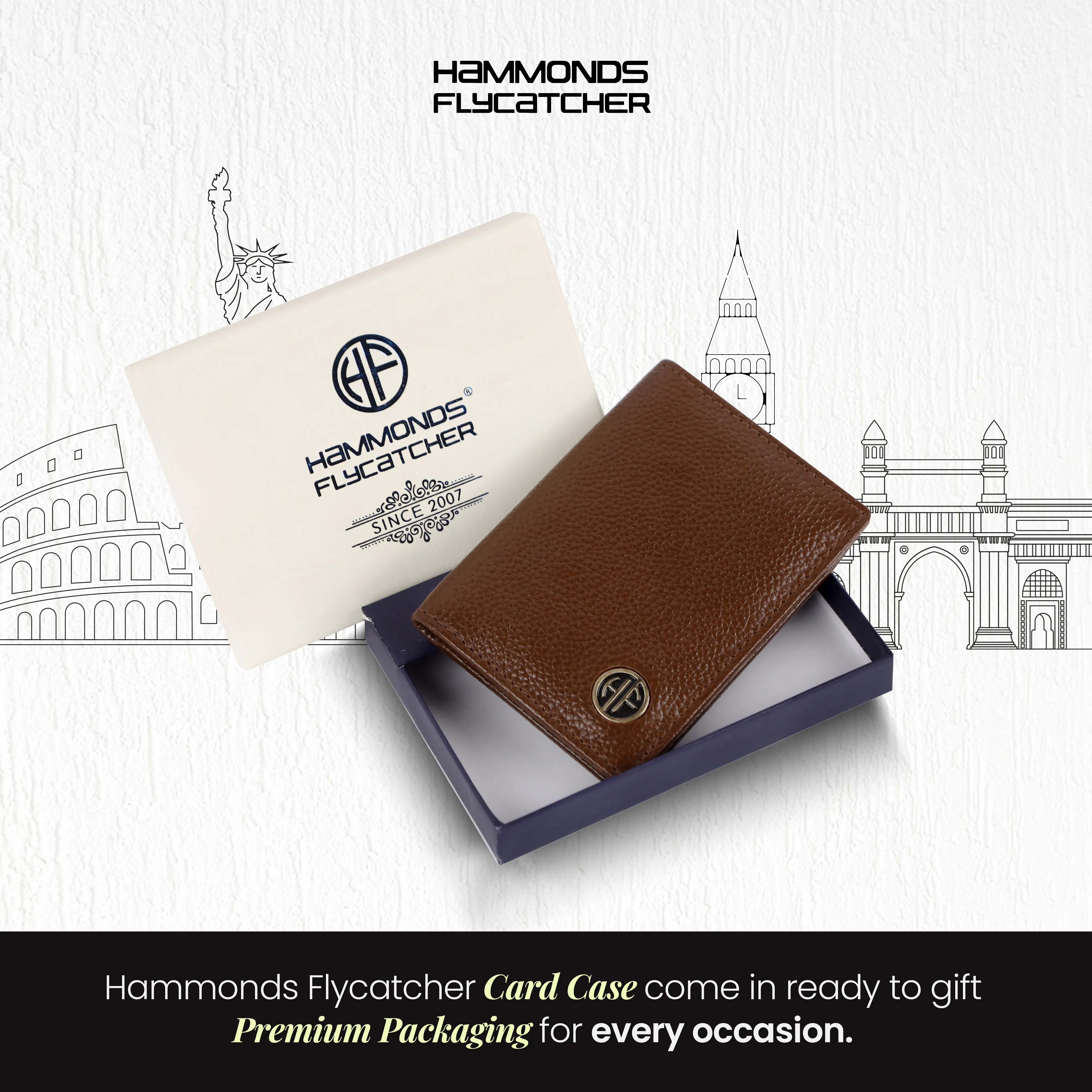 Card Holder Wallet for Men and Women - Genuine Leather - RFID Protected - 6 Slots for ATM Credit/Debit Card