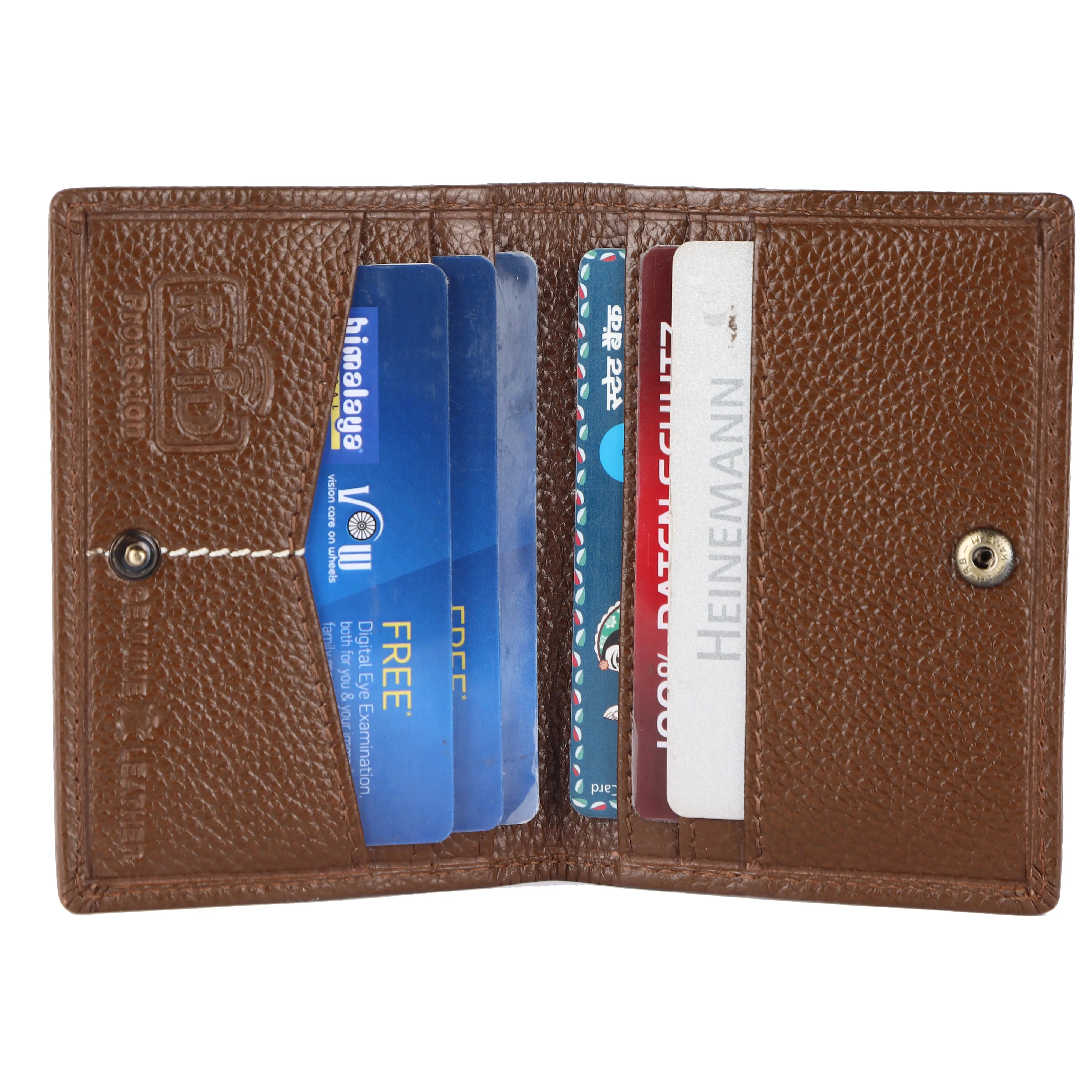 Card Holder Wallet for Men and Women - Genuine Leather - RFID Protected - 6 Slots for ATM Credit/Debit Card