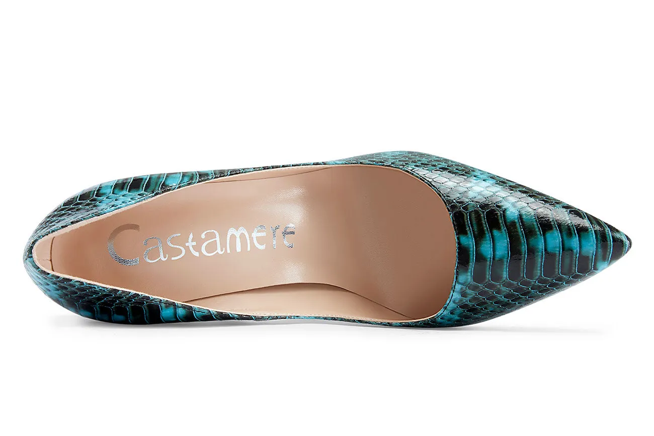 CASTAMERE Womens Sky High Heels Basic Pumps Pointed Toe Stilettos 12CM Heel Snake Shoes