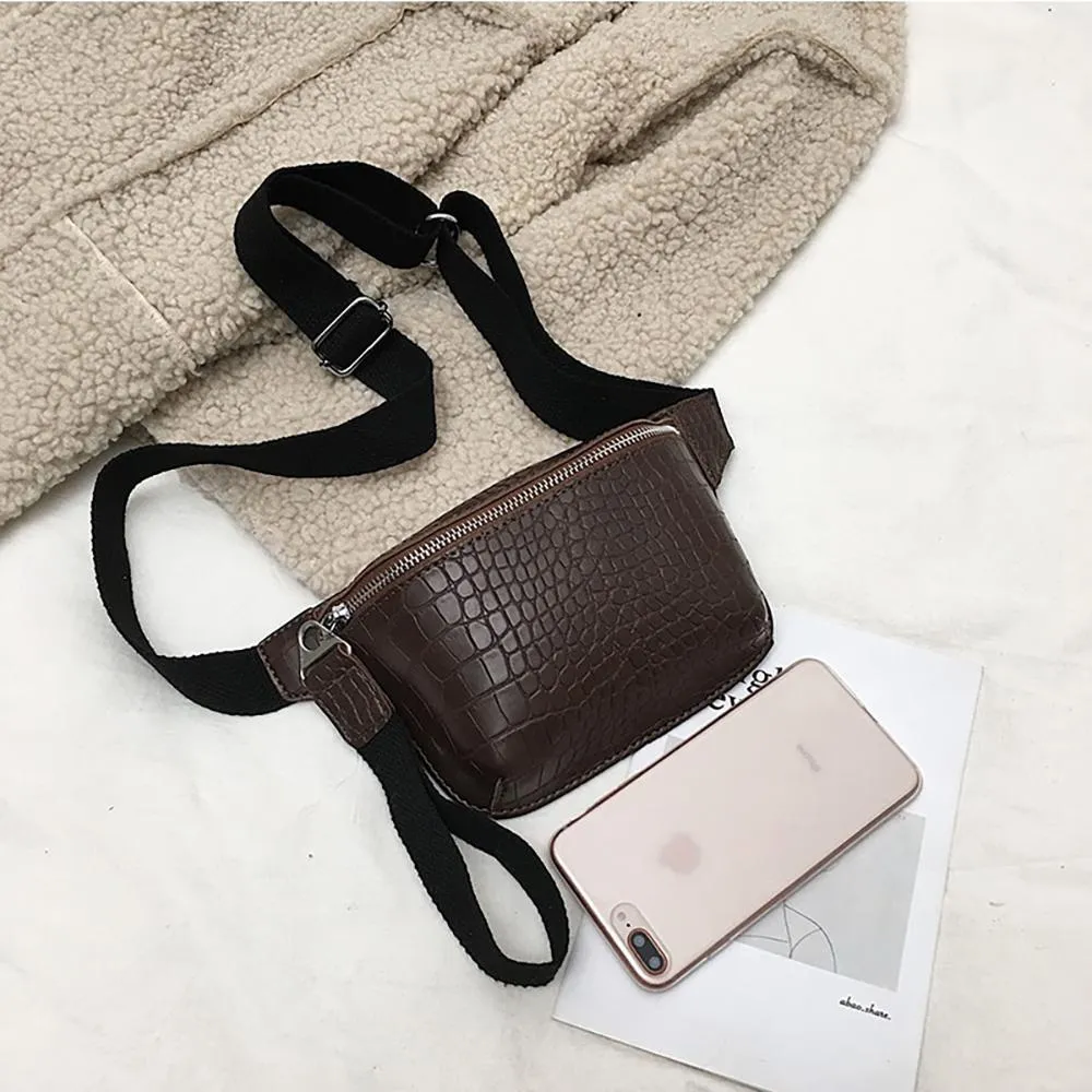 Casual Crocodile-Style Cross-body Fanny Bag