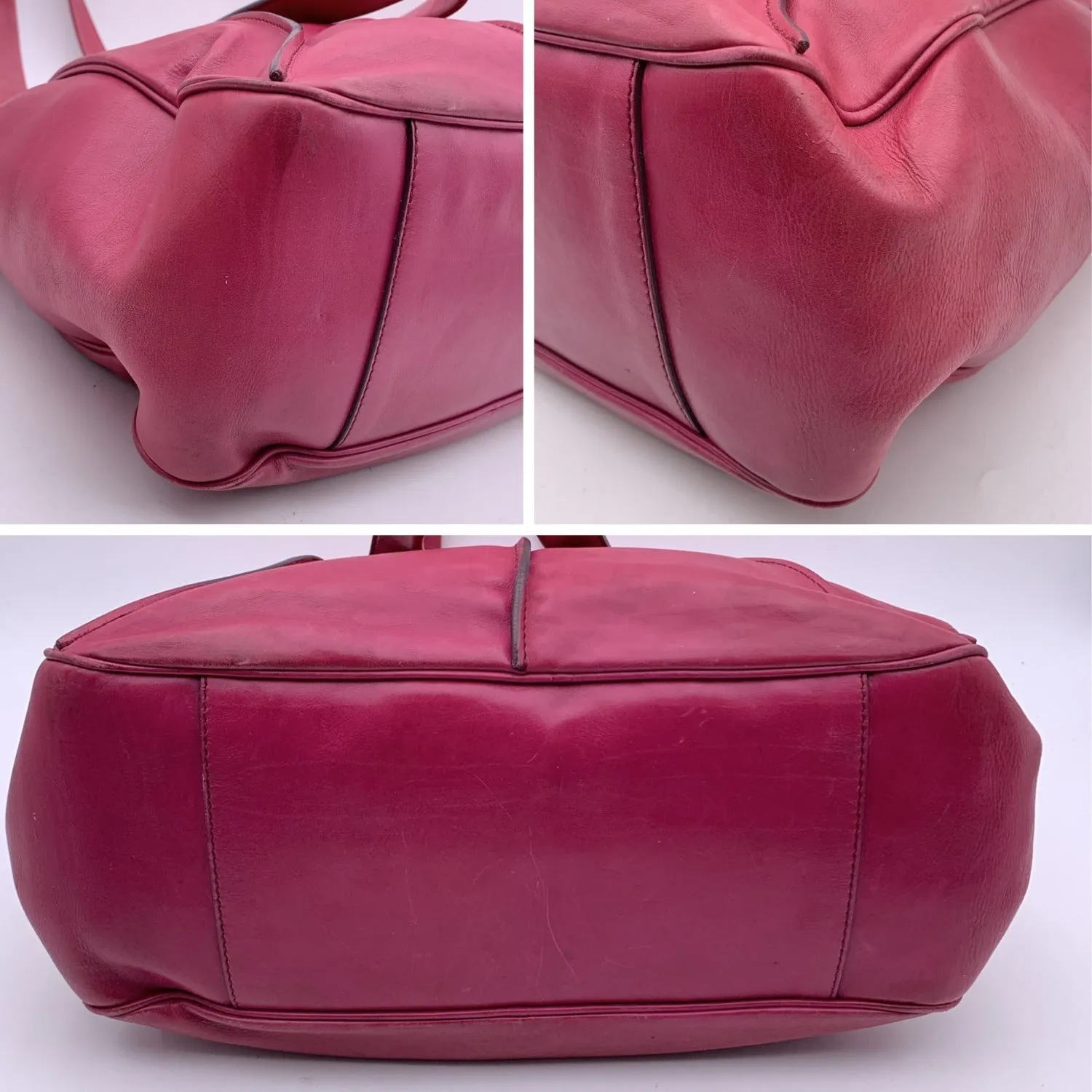 CELINE Pink Purple Leather Tote Shoulder Bag With Spheres