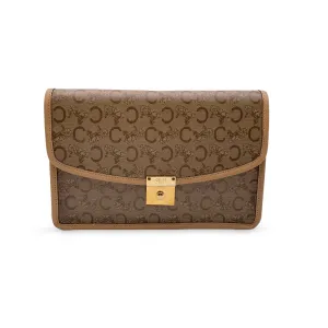 CELINE Vintage Beige Vinyl C Macadam Canvas Clutch Bag Purse