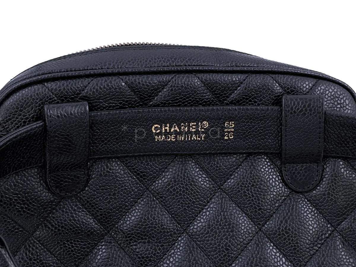 Chanel Vintage 1995 Black Caviar Waist Belt Bag Fanny Pack 24k GHW