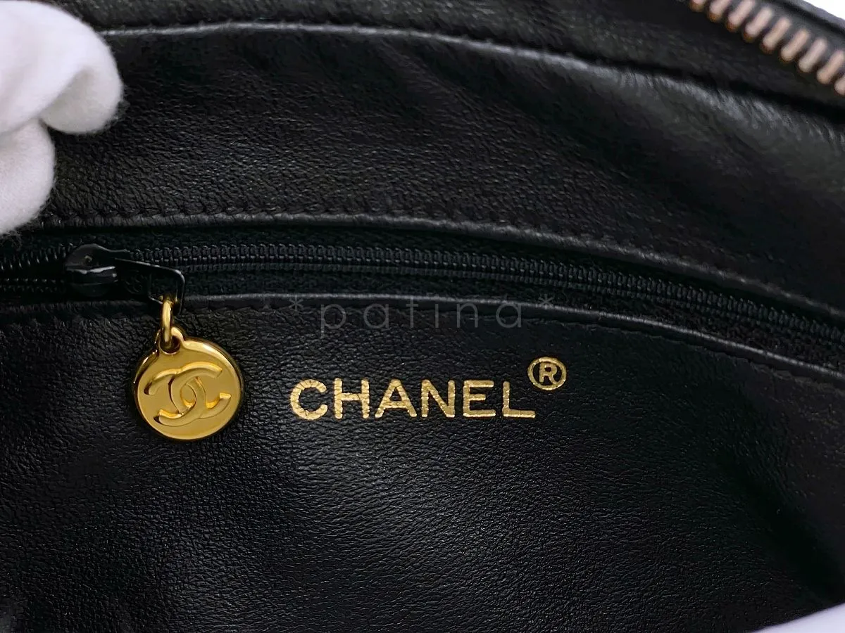 Chanel Vintage 1995 Black Caviar Waist Belt Bag Fanny Pack 24k GHW