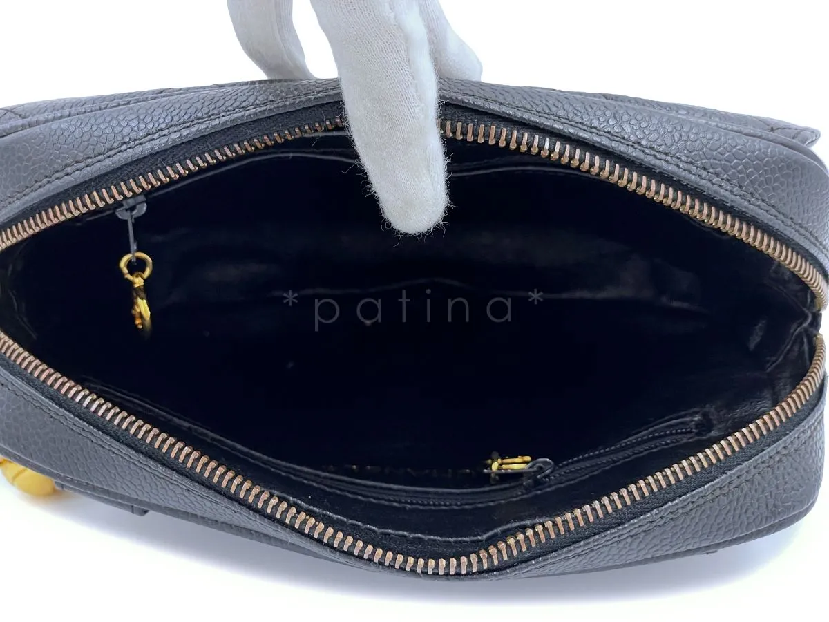 Chanel Vintage 1995 Black Caviar Waist Belt Bag Fanny Pack 24k GHW