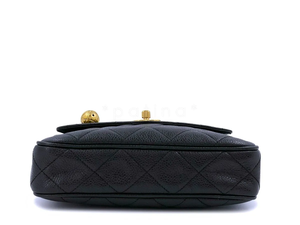 Chanel Vintage 1995 Black Caviar Waist Belt Bag Fanny Pack 24k GHW