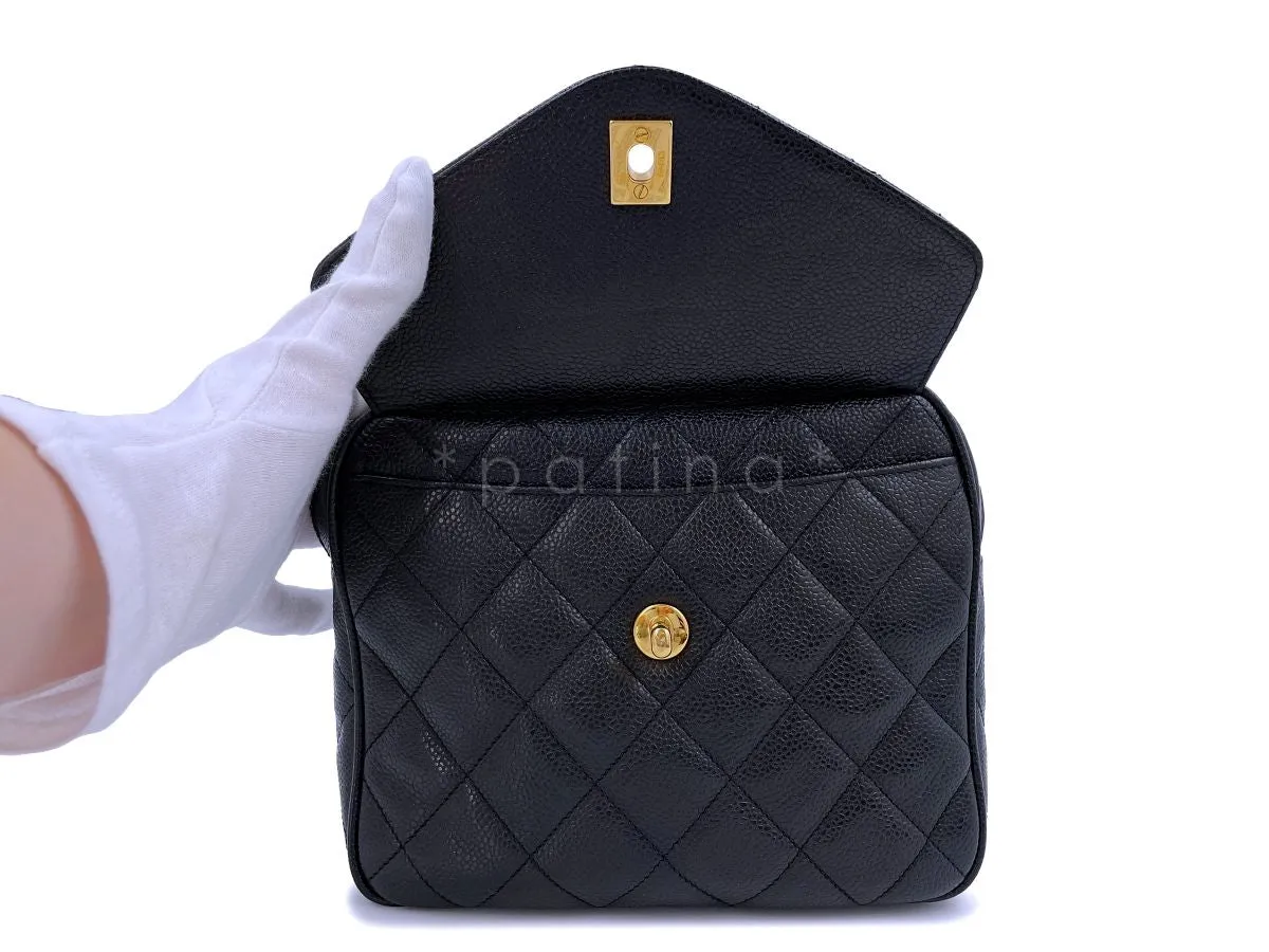 Chanel Vintage 1995 Black Caviar Waist Belt Bag Fanny Pack 24k GHW