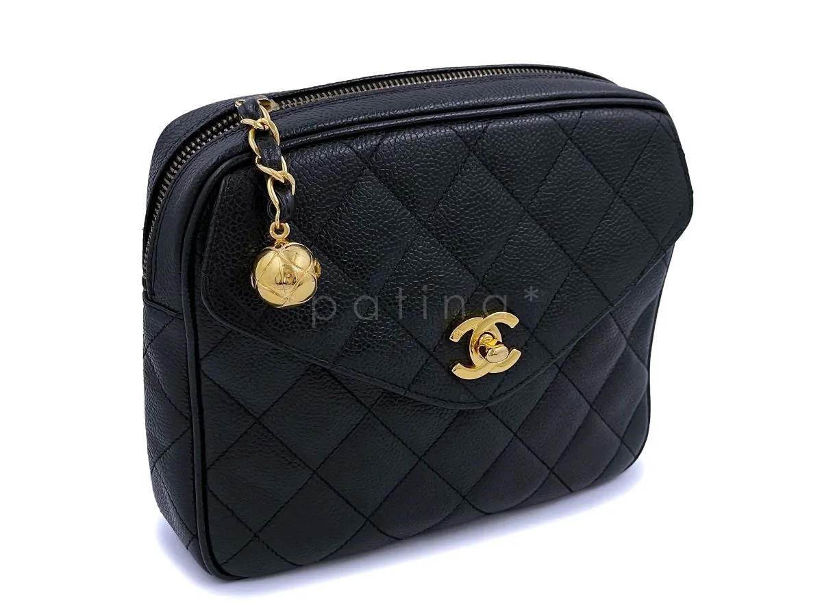 Chanel Vintage 1995 Black Caviar Waist Belt Bag Fanny Pack 24k GHW