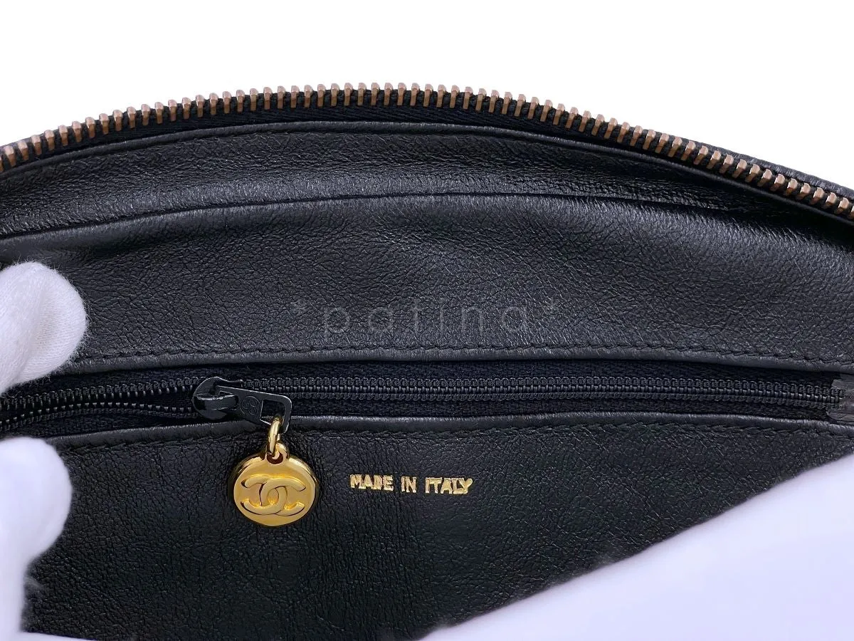 Chanel Vintage 1995 Black Caviar Waist Belt Bag Fanny Pack 24k GHW