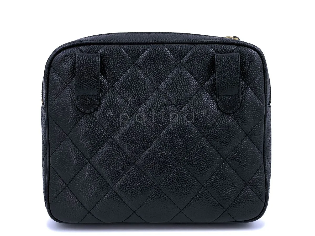Chanel Vintage 1995 Black Caviar Waist Belt Bag Fanny Pack 24k GHW