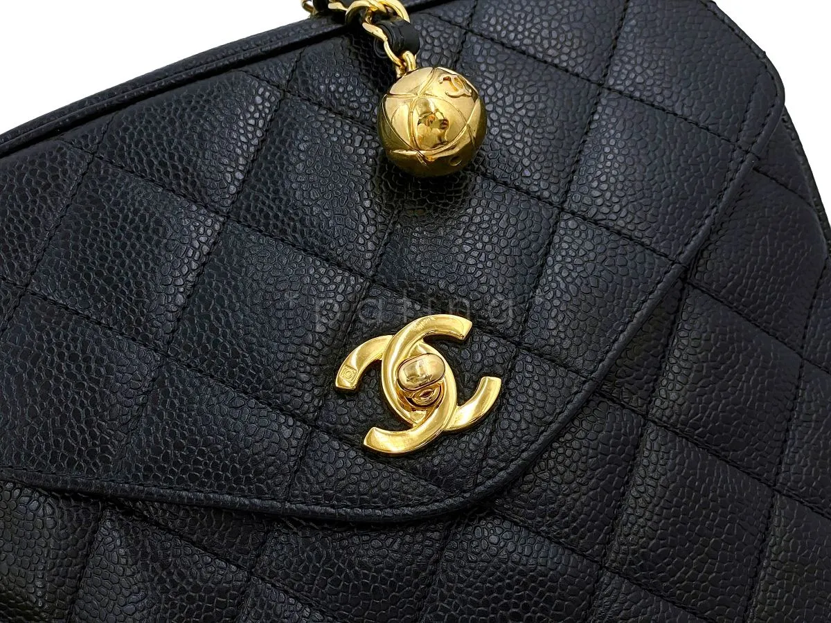 Chanel Vintage 1995 Black Caviar Waist Belt Bag Fanny Pack 24k GHW