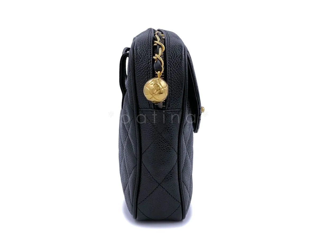 Chanel Vintage 1995 Black Caviar Waist Belt Bag Fanny Pack 24k GHW