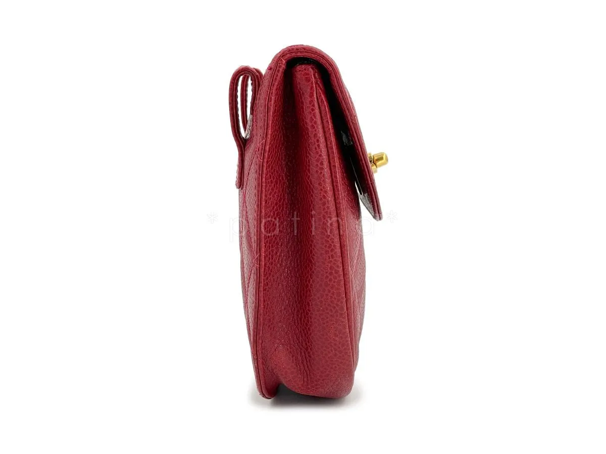 Chanel Vintage Red Caviar Belt Bag Rounded Fanny Pack