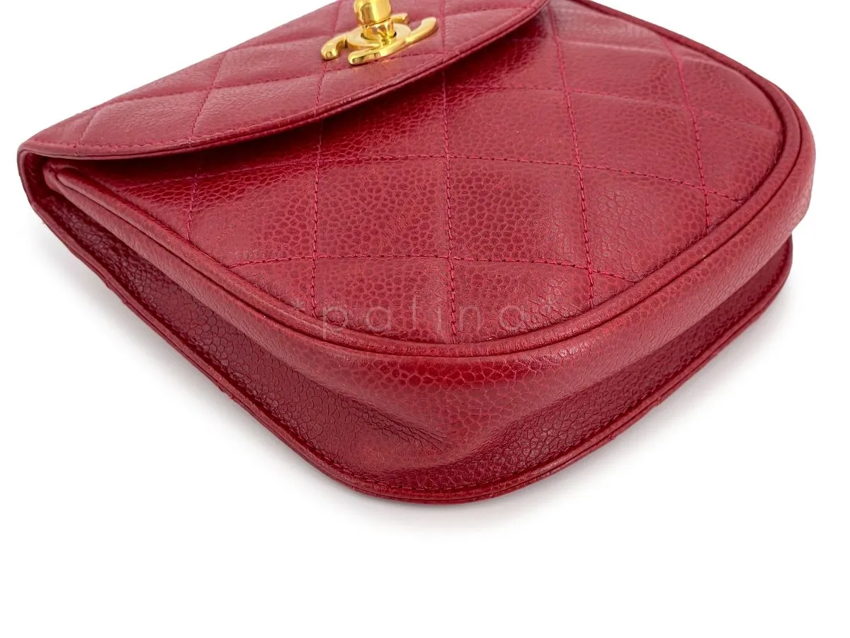 Chanel Vintage Red Caviar Belt Bag Rounded Fanny Pack