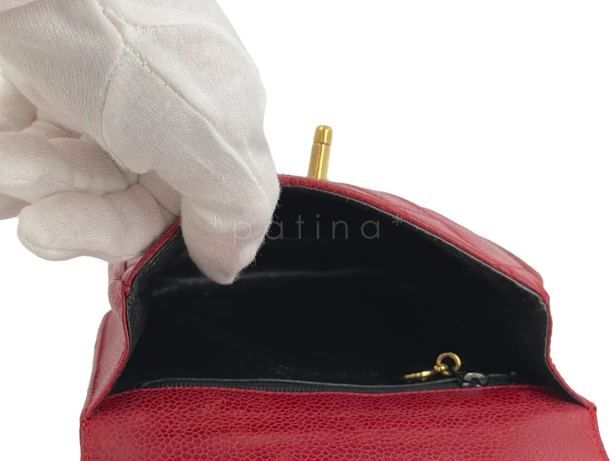 Chanel Vintage Red Caviar Belt Bag Rounded Fanny Pack