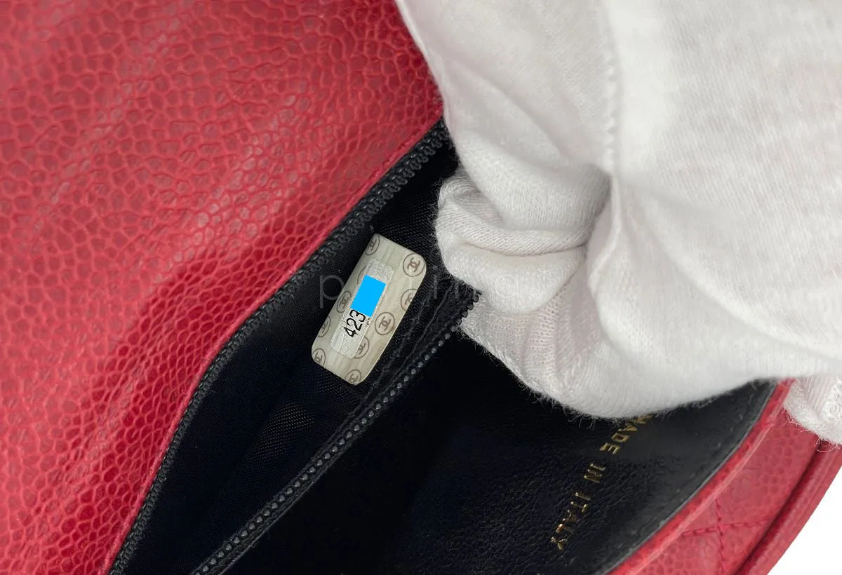 Chanel Vintage Red Caviar Belt Bag Rounded Fanny Pack