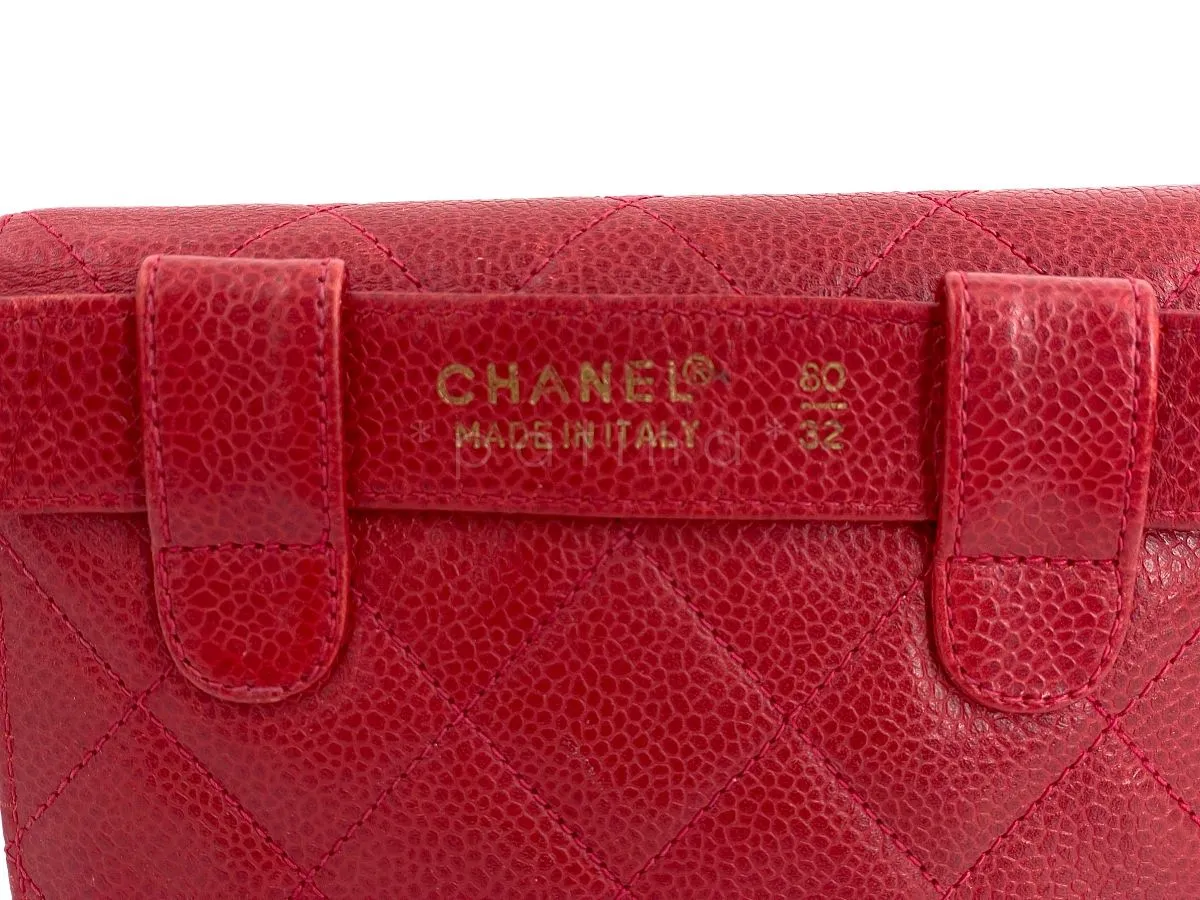 Chanel Vintage Red Caviar Belt Bag Rounded Fanny Pack