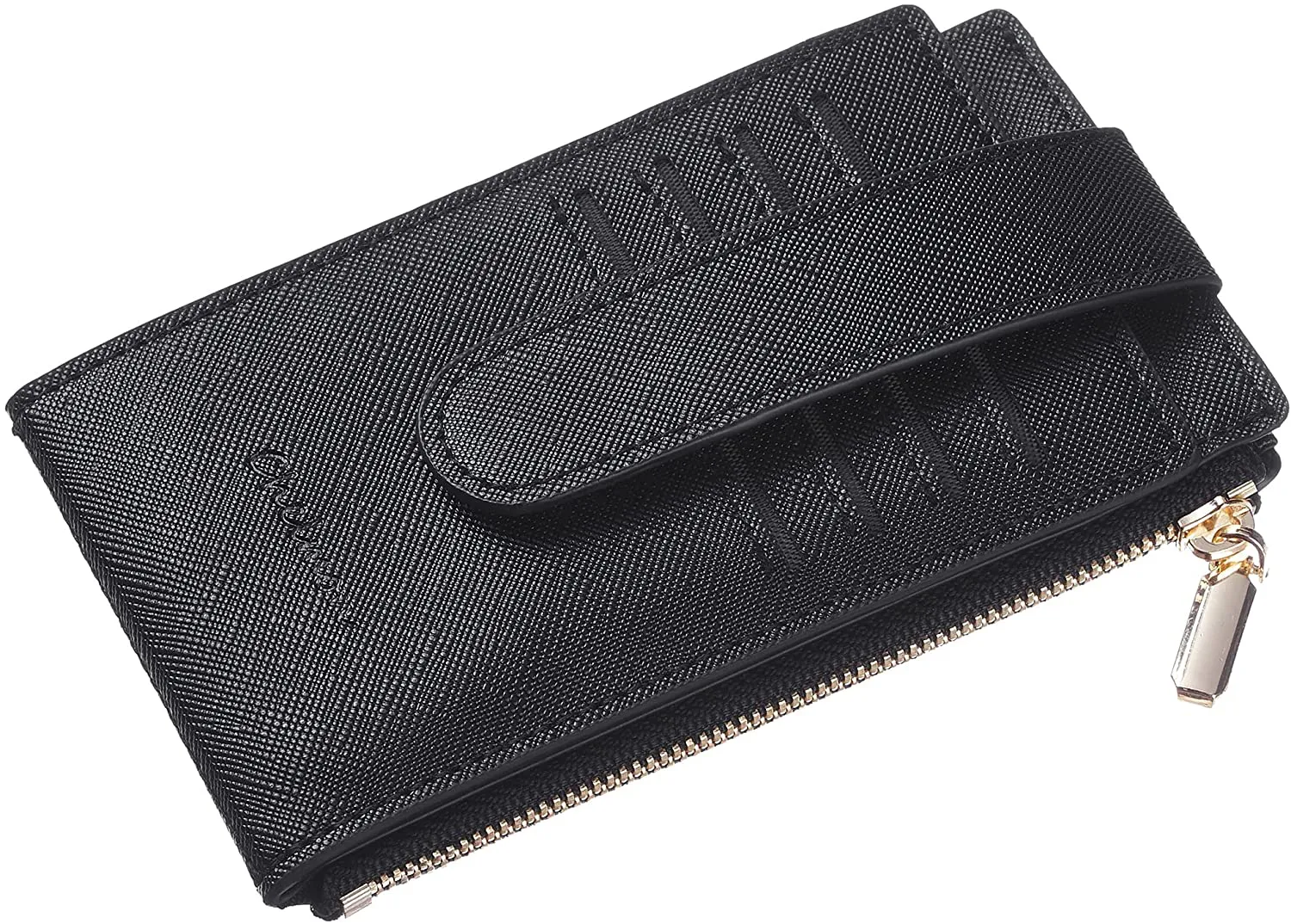 Chelmon Womens Wallet Slim RFID Blocking Bifold Multi Card Case Wallet with Zipper Pocket (Black)
