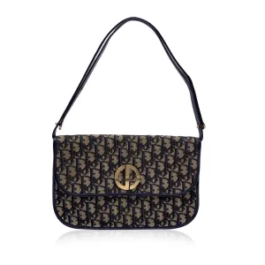 Christian Dior Vintage Blue Oblique Monogram Flap Shoulder Bag