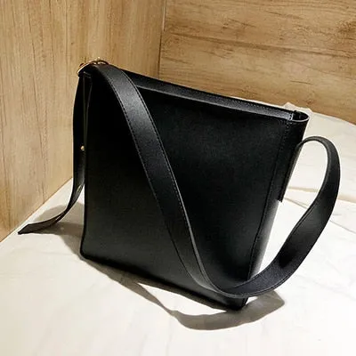 Christmas Gift Fashion Pu Leather Composite Bags For Ladies Casual Solid Large Capacity Bucket Bags For Women Simple Vintage Messenger Bags New