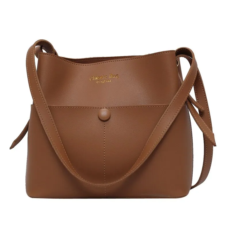 Christmas Gift High Quality Casual Buckets Shoulder Bags for Women 2021 Designer Ladies Luxury Soft Pu Leather Large Capacity Crossbody Bag