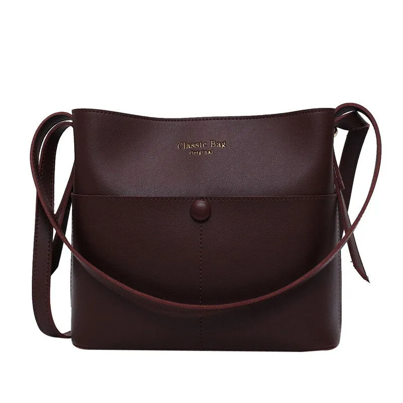 Christmas Gift High Quality Casual Buckets Shoulder Bags for Women 2021 Designer Ladies Luxury Soft Pu Leather Large Capacity Crossbody Bag