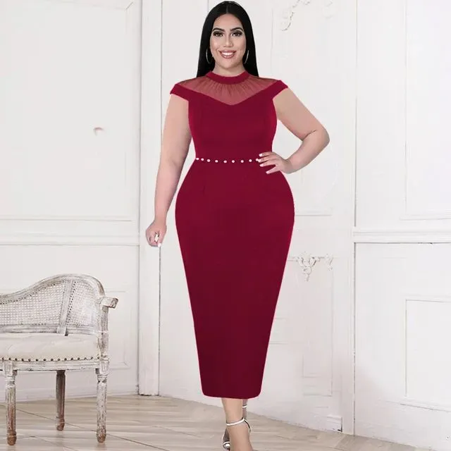 Cocktail Dress Beaded Mesh Appliques Peplum Zipper Ankle Length Evening Dinner Party Elegant Dress for Women S3797208