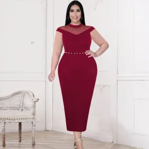 Cocktail Dress Beaded Mesh Appliques Peplum Zipper Ankle Length Evening Dinner Party Elegant Dress for Women S3797208