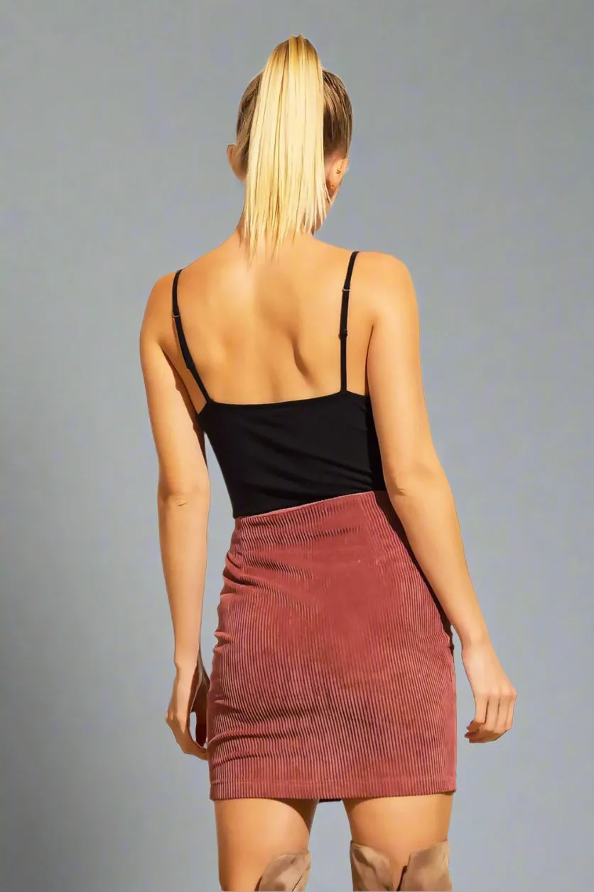 Corduroy Zip Up Mini Skirt Orchid Haze