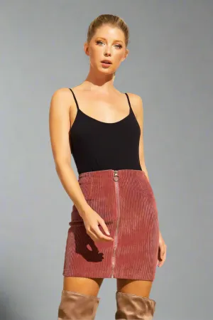 Corduroy Zip Up Mini Skirt Orchid Haze