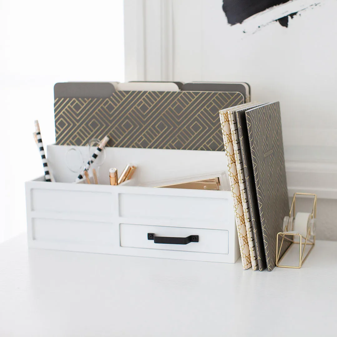 Decorative Notebooks - Set of 4 - Dark Grey and Cream with Gold Foil