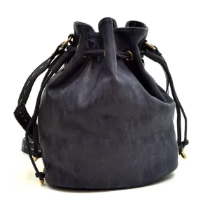 Distressed Faux Leather Drawstring Bucket Bag