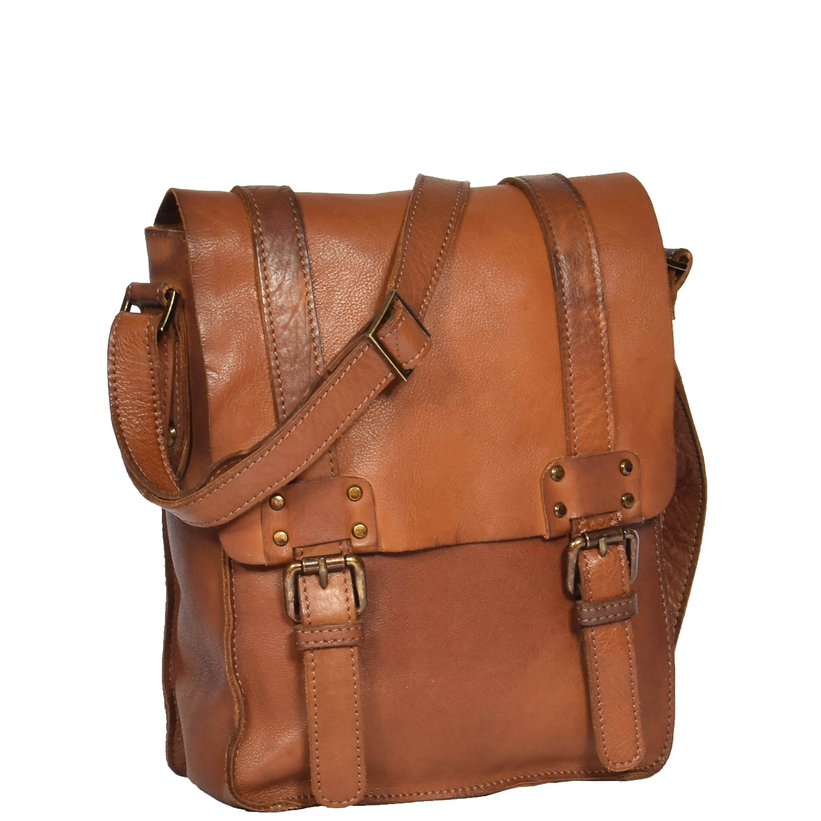 DR278 Real Leather Cross Body Messenger Bag Rust