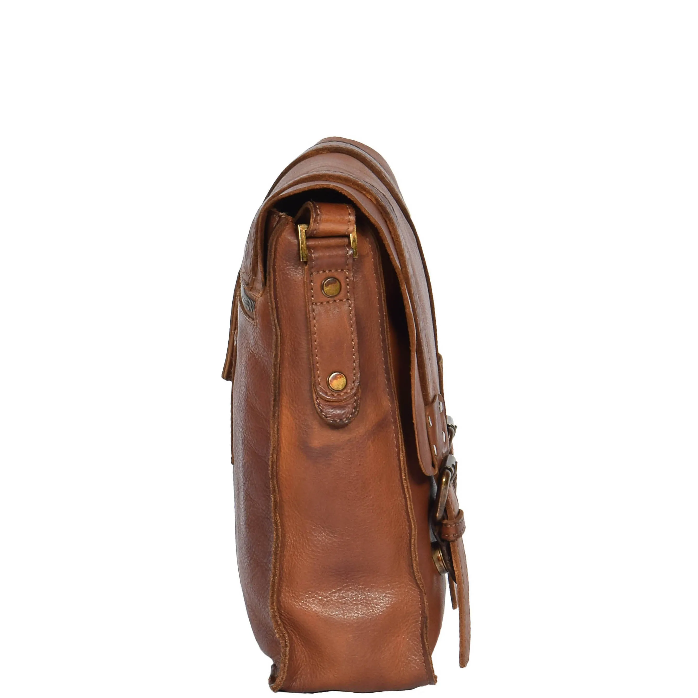 DR278 Real Leather Cross Body Messenger Bag Rust