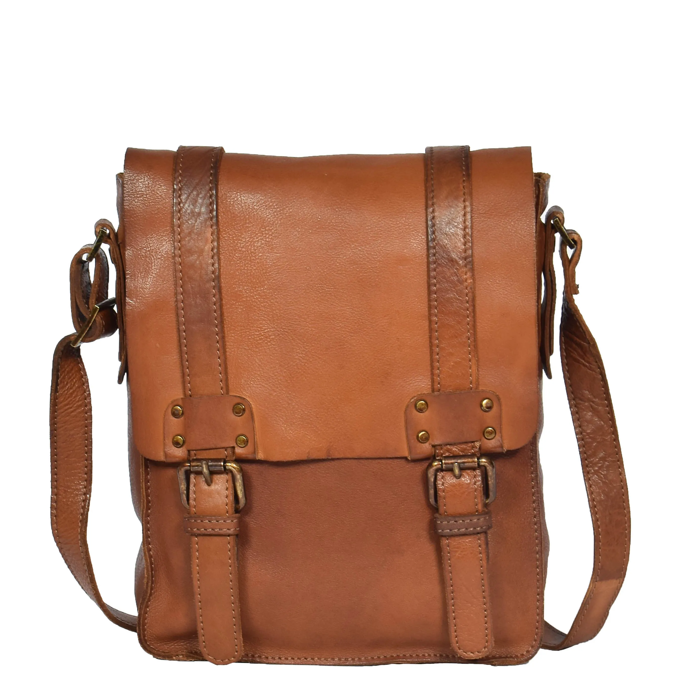 DR278 Real Leather Cross Body Messenger Bag Rust
