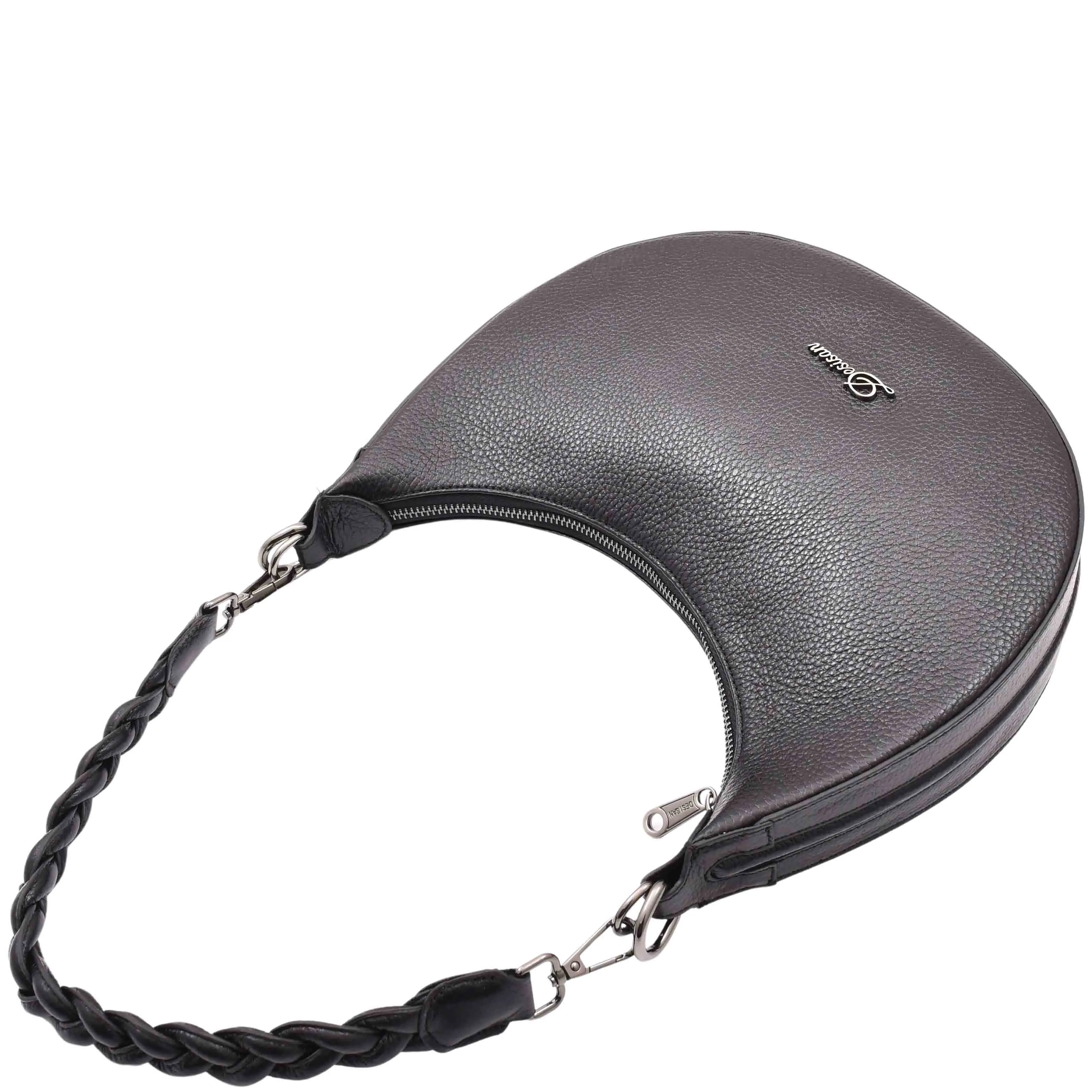 DR579 Women's Leather Cross Body Bag With Twist Handle Strap Black