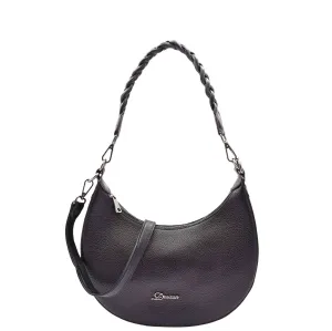 DR579 Women's Leather Cross Body Bag With Twist Handle Strap Black