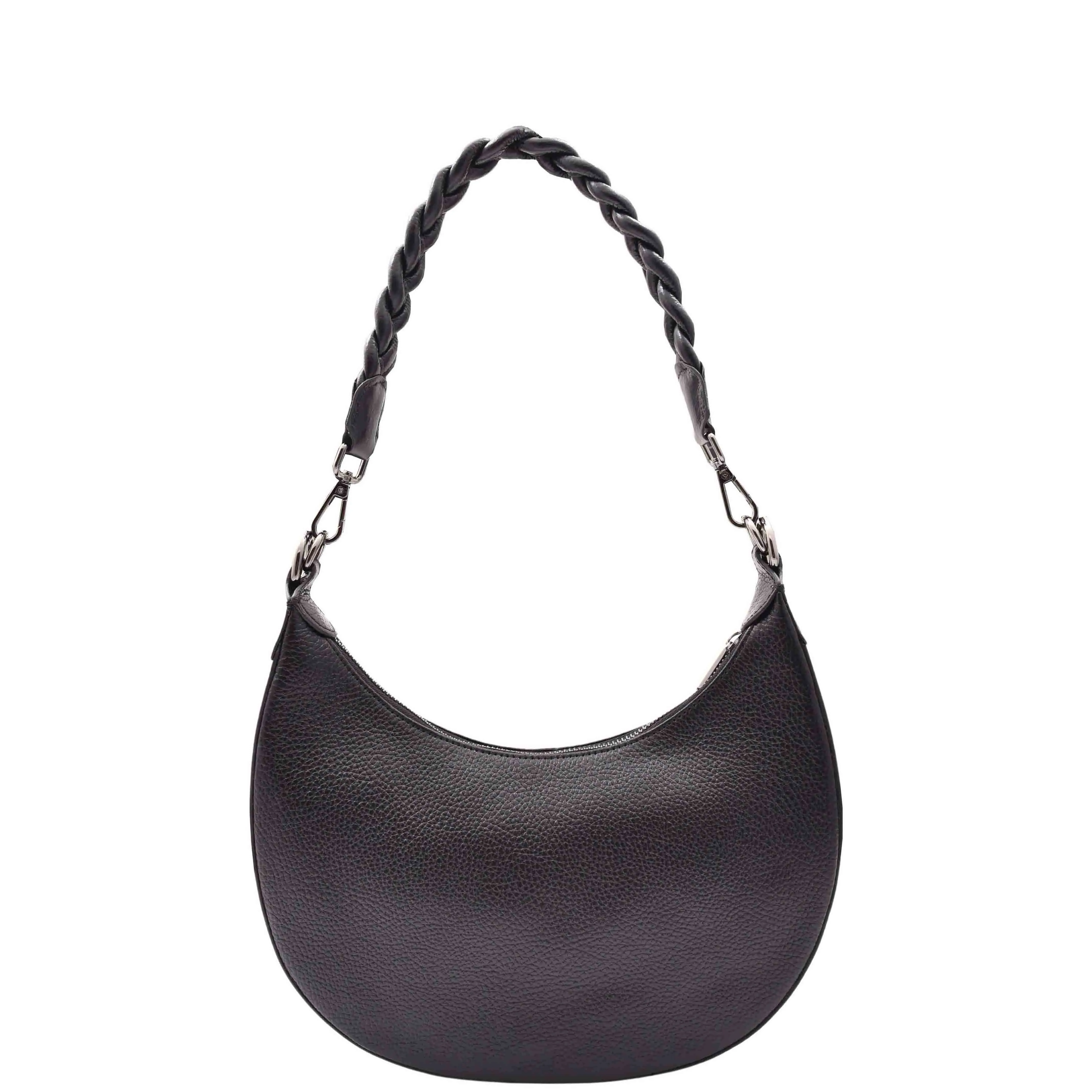 DR579 Women's Leather Cross Body Bag With Twist Handle Strap Black