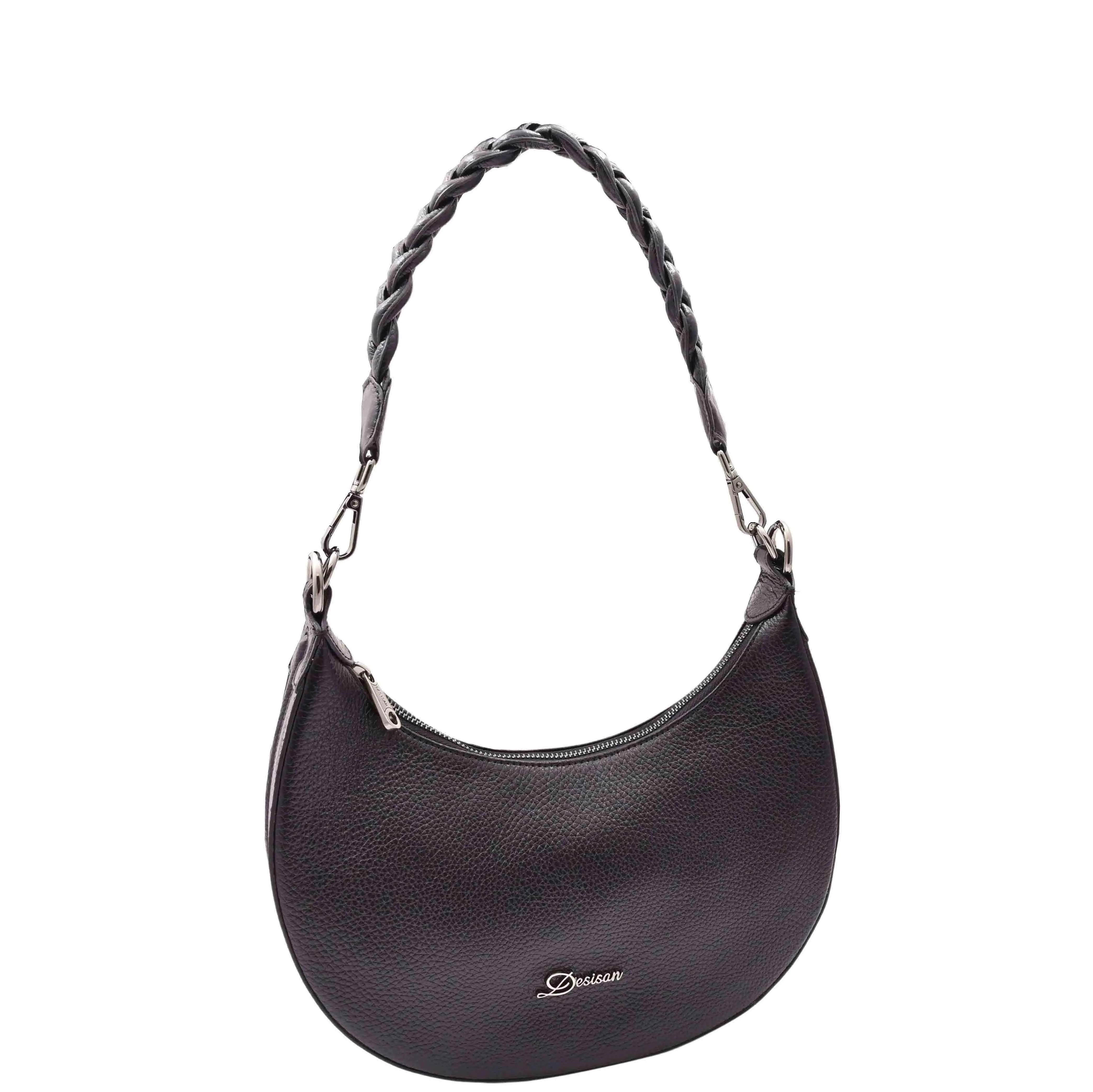 DR579 Women's Leather Cross Body Bag With Twist Handle Strap Black