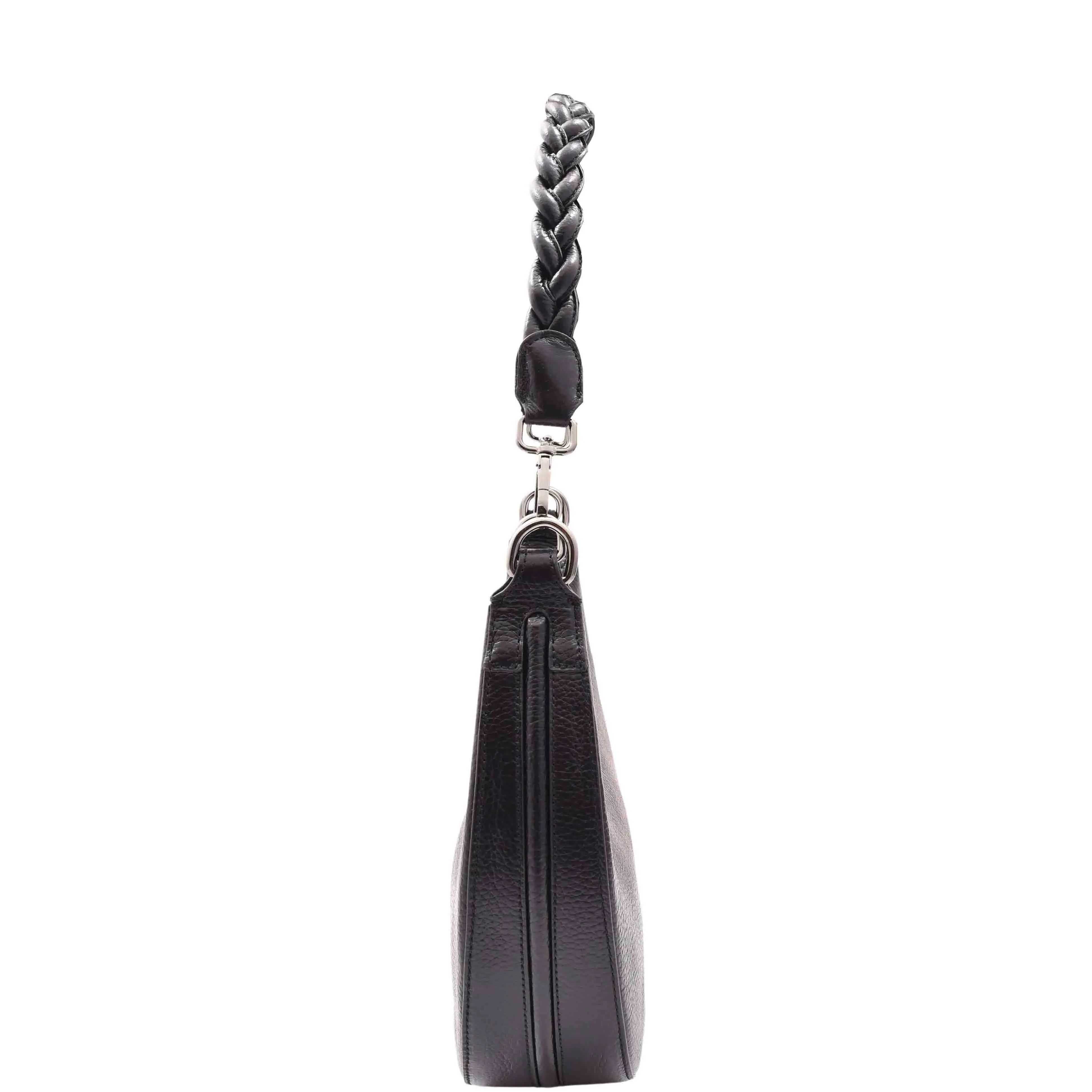 DR579 Women's Leather Cross Body Bag With Twist Handle Strap Black