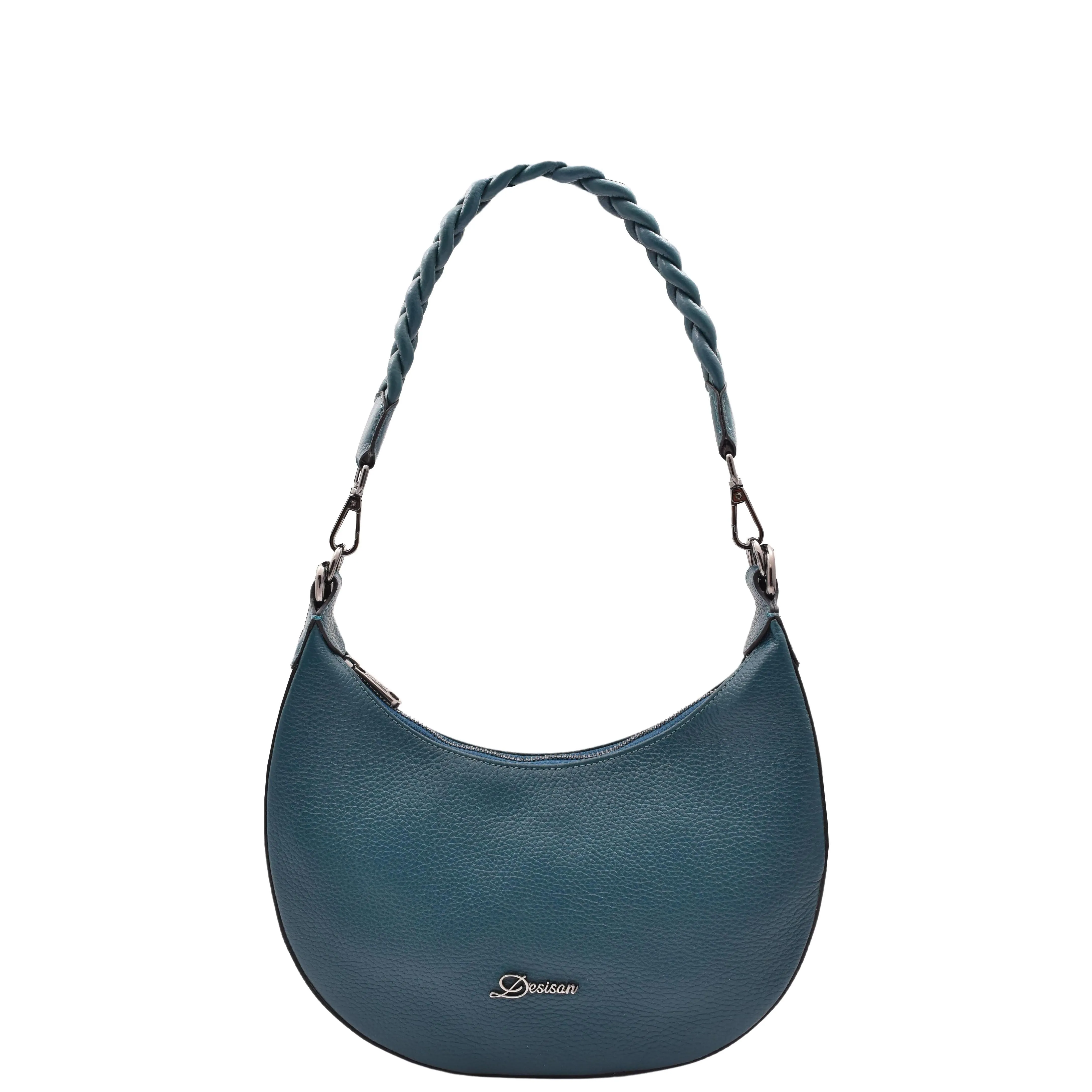 DR579 Women's Leather Cross Body Bag With Twist Handle Strap Teal