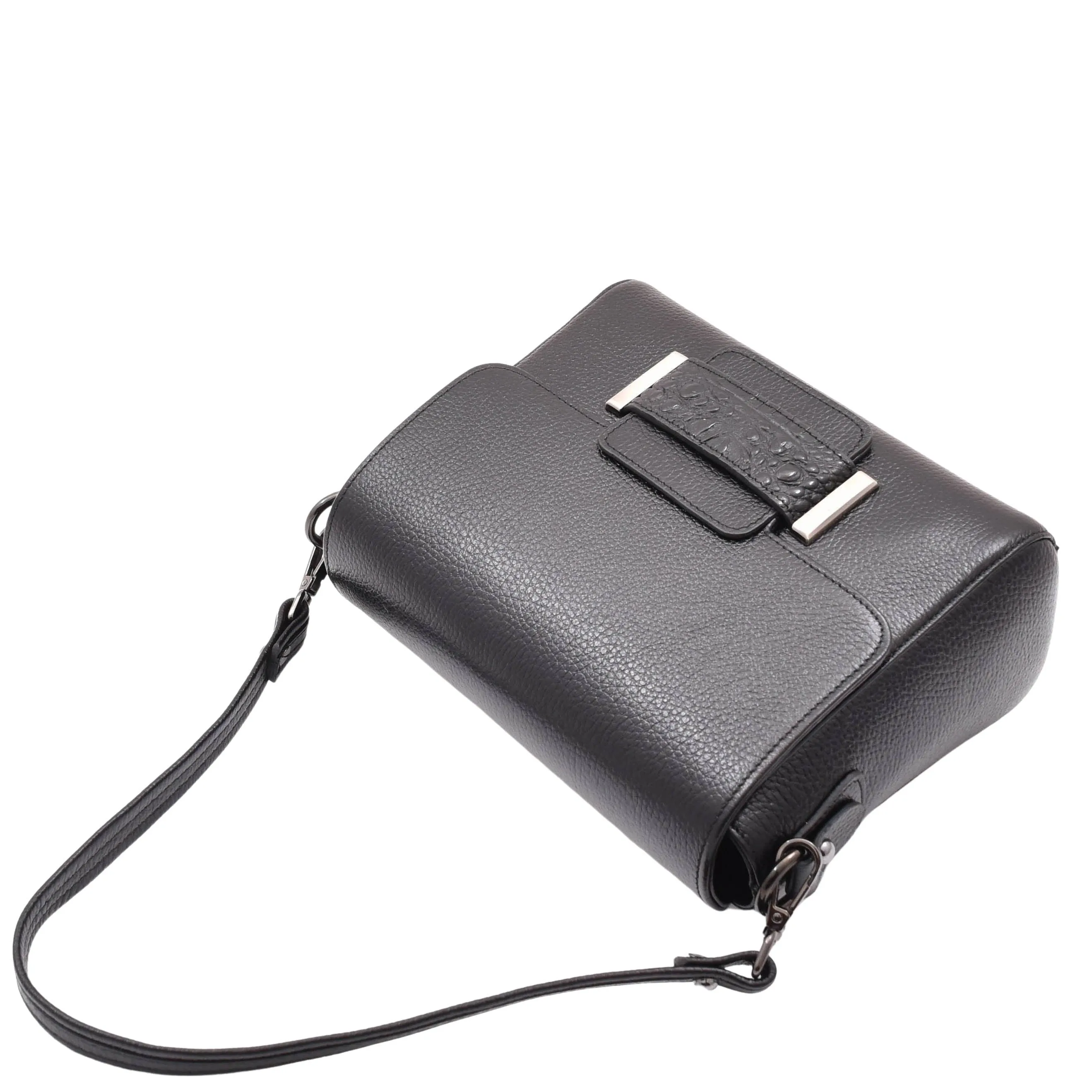 DR582 Women's Leather Adjustable Shoulder Strap Messenger Bag Black