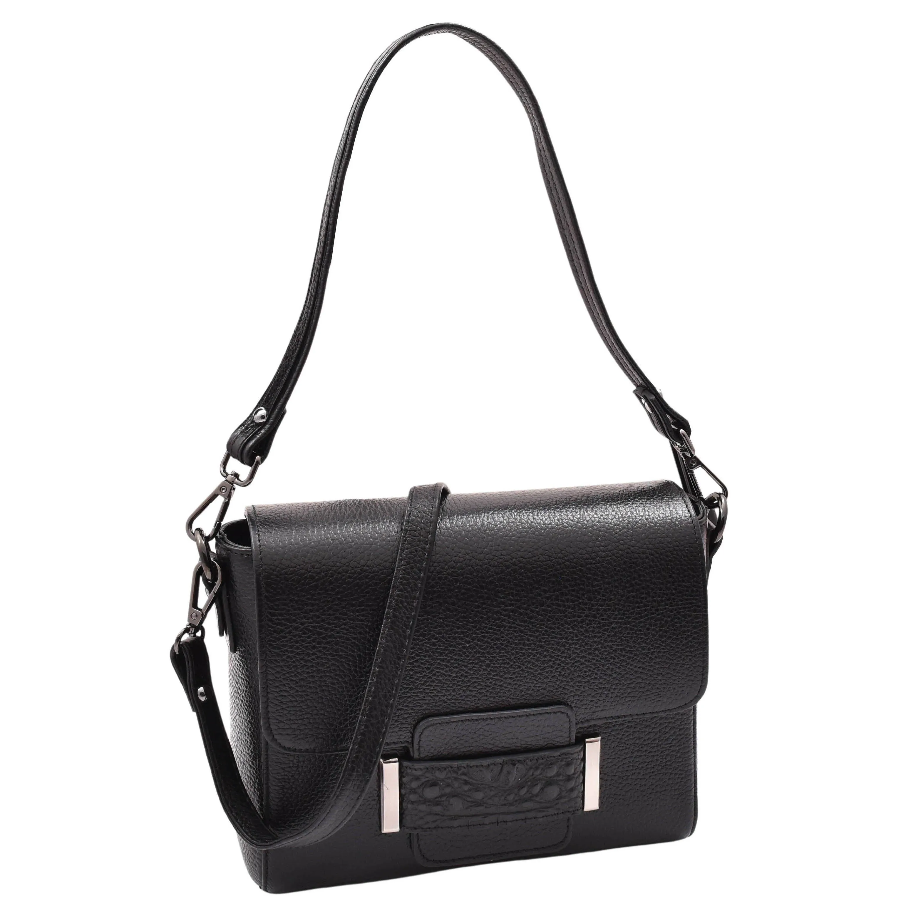 DR582 Women's Leather Adjustable Shoulder Strap Messenger Bag Black