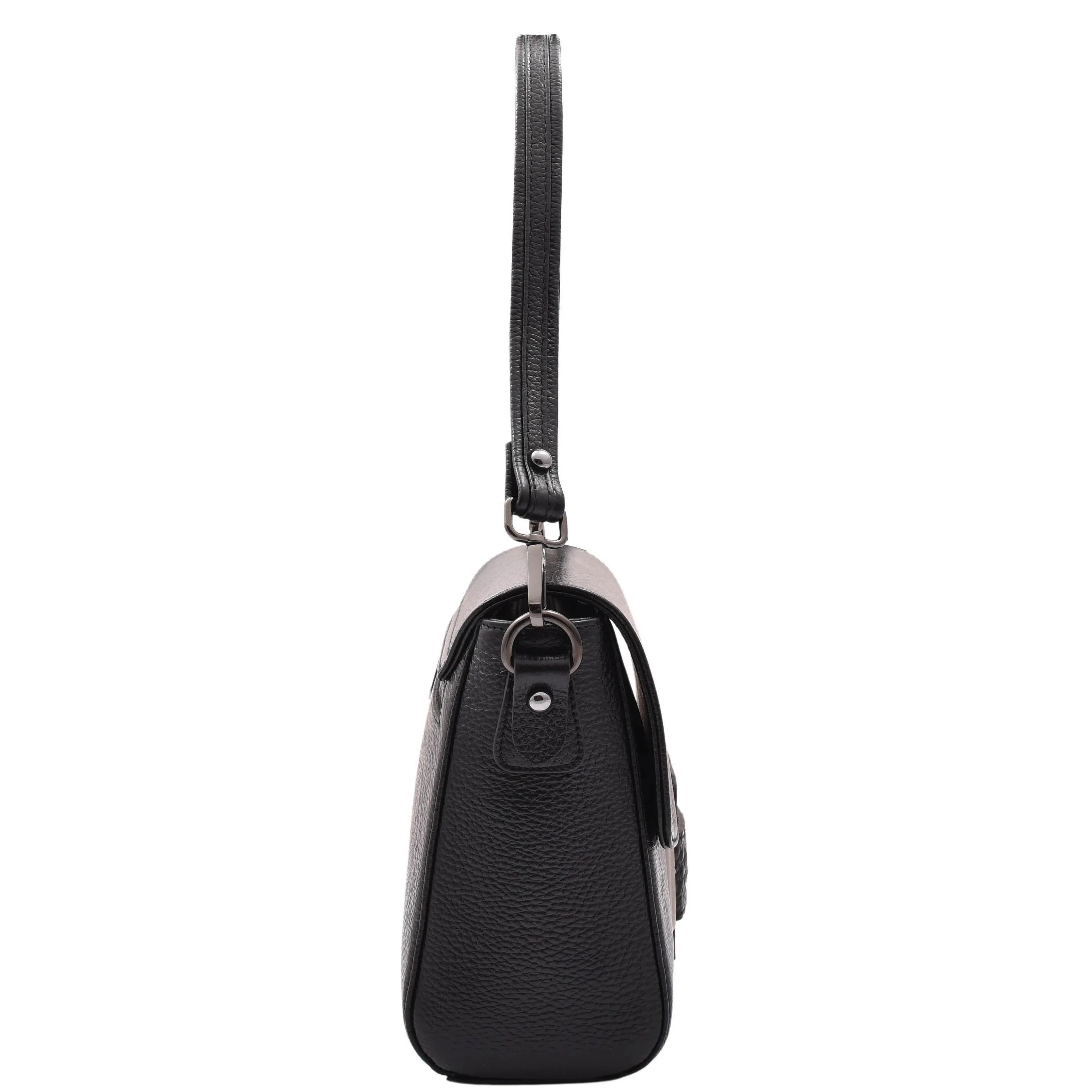 DR582 Women's Leather Adjustable Shoulder Strap Messenger Bag Black