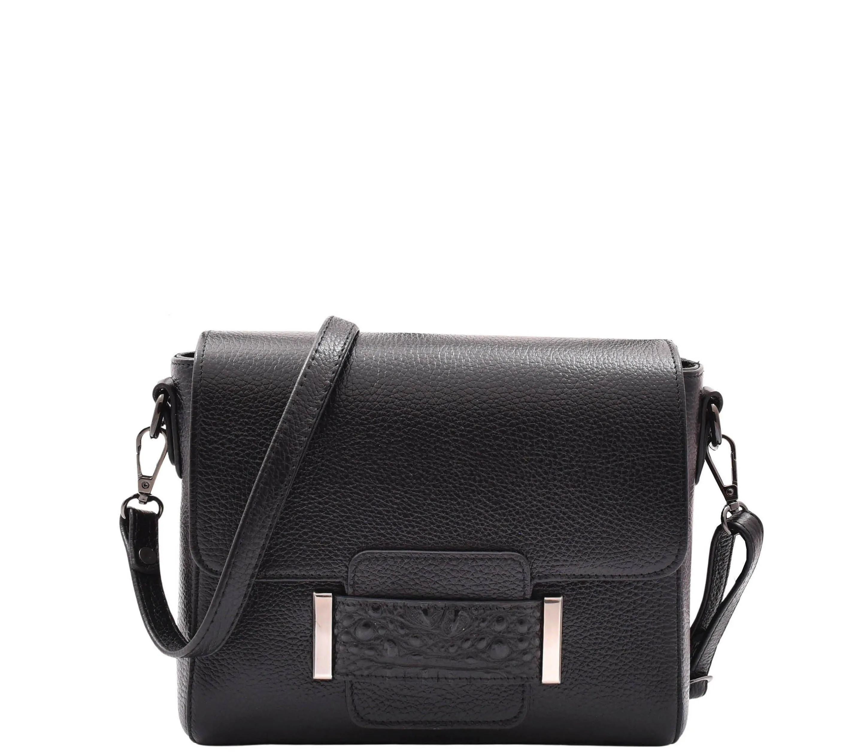 DR582 Women's Leather Adjustable Shoulder Strap Messenger Bag Black